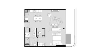 Apartment floor plan, 1 bedroom in Sunset Bay 4 No. 11006