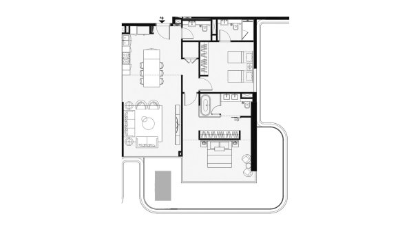 Apartment floor plan, 2 bedrooms in Sunset Bay 4 No. 11010 (2D)