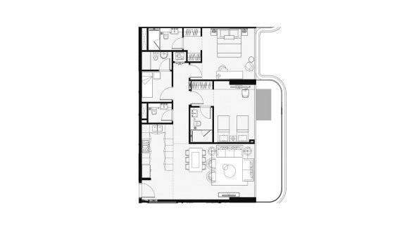 Apartment floor plan, 2 bedrooms in Sunset Bay 4 No. 11009 (2D)